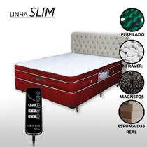 Cama box VIÚVA 1,20x1,88 com Controle Massagem cor Vinho Cabeceira Bege Cama box VIÚVA 1,20x1,88 com Controle Massagem cor Vinho Cabeceira Bege