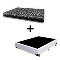 Cama Box Viúva 128 - Tecido Sintético Branco Com Colchão Belize Bello Box - D33 Preto 57x128x188