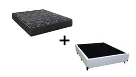 Cama Box Viúva 128 Tecido Sintético Branco com Colchão Lisboa Espuma D28 Preto
