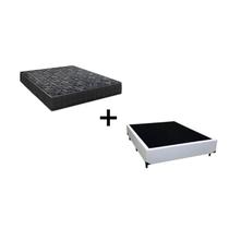 Cama Box Viúva 128 Tecido Sintético Branco com Colchão Lisboa Espuma D28 Preto Bello Box Cama Box Viúva 128 Tecido Sintético Branco com Colchão Lisboa Espuma D28 Preto Bello Box
