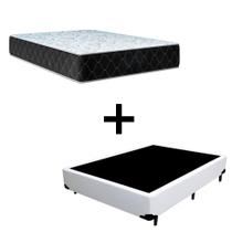 Cama Box Viúva 128 Tecido Sintético Branco Com Colchão Marrocos - Poliéster - Espuma D33 30cm