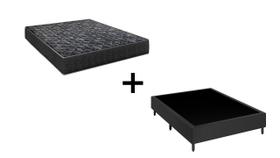 Cama Box Viúva 128 Tecido Sintético Preto com Colchão Lisboa Espuma D28 Preto - Aloa