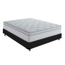 Cama Box Viúva 128 Tecido Sintetico Preto Com Colchão Toronto Molas Ensacadas Branco D33 Cama Box Viúva 128 Tecido Sintetico Preto Com Colchão Toronto Molas Ensacadas Branco D33