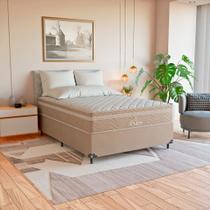 Cama Box Viúva Bege + Colchão Paris Molas Ensacadas Bege