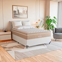 Cama Box Viúva Branco + Colchão Paris Molas Ensacadas