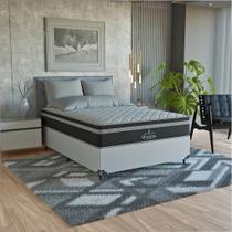 Cama Box Viuva Branco + Colchão Paris Molas Ensacadas Preto