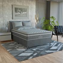 Cama Box Viúva Cinza + Colchão Paris Molas Ensacadas Cinza