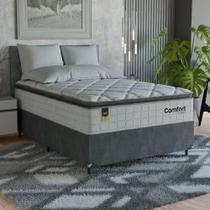 Cama Box Viúva + Colchão Comfort Class Pillow Top 128x188 Branco/suede Cinza Cama Box Viúva + Colchão Comfort Class Pillow Top 128x188 Branco/suede Cinza