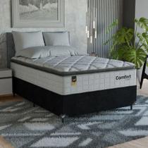 Cama Box Viúva + Colchão Comfort Class Pillow Top 128x188 Branco/suede Preto