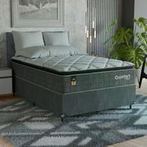 Cama Box Viúva + Colchão Comfort Class Pillow Top 128x188 Cinza/suede Cinza Cama Box Viúva + Colchão Comfort Class Pillow Top 128x188 Cinza/suede Cinza