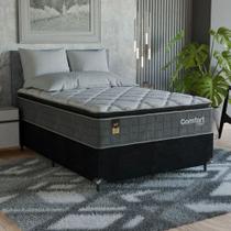 Cama Box Viúva + Colchão Comfort Class Pillow Top 128x188 Cinza/suede Preto Cama Box Viúva + Colchão Comfort Class Pillow Top 128x188 Cinza/suede Preto