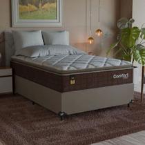 Cama Box Viúva + Colchão Comfort Class Pillow Top 128x188 Marrom/suede Bege Cama Box Viúva + Colchão Comfort Class Pillow Top 128x188 Marrom/suede Bege