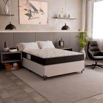 Cama Box Viúva + Colchão D33 One Face - 56x128x188cm - Couro Branco