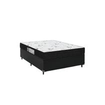 Cama Box Viúva + Colchão D33 One Face - 56x128x188cm - Couro Preto - e-Shop Casa