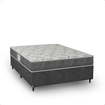 Cama Box Viúva + Colchão D33 One Face - 56x128x188cm - Suede Cinza Cama Box Viúva + Colchão D33 One Face - 56x128x188cm - Suede Cinza