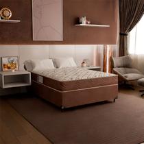 Cama Box Viúva + Colchão D33 One Face - 56x128x188cm - Suede Marrom