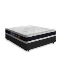 Cama Box Viúva + Colchão De Espuma D45 Castor Black White Double Face 128x188x62cm