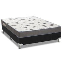 Cama Box Viúva: Colchão Espuma Ortobom D33 Light + Base CRC Courano Black(128x188)