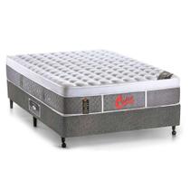 Cama Box Viúva: Colchão Molas Pocket Ensacadas Castor Light Stress Oxygen New Plush + Base SL Gold Star Suede Cinza(128x188)