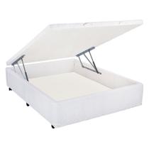 Cama Box Viúva com Baú Mega Colchões Branco com Pistão - 120x203 Cama Box Viúva com Baú Mega Colchões Branco com Pistão - 120x203