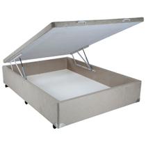 Cama Box Viúva com Baú Mega Colchões Suede Bege com Pistão - 120x203