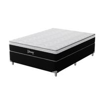 Cama Box Viúva Molas Ensacadas Gemini 128x188x68 Montreal Branco/Preto Cama Box Viúva Molas Ensacadas Gemini 128x188x68 Montreal Branco/Preto