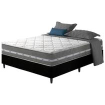 Cama Box Viúva Preto + Colchão Molas Ensacadas Miami 128x188x59cm - Zidi