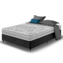 Cama Box Viúva Preto + Colchão Viúva Espuma D33 Hanover Orthopedic 128x188x61cm Zidi