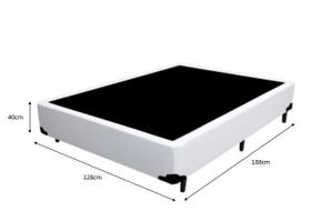 Cama Box Viúva - Tecido Sintético Branco com Colchão Extra Firme D28 - Suporta 80Kg