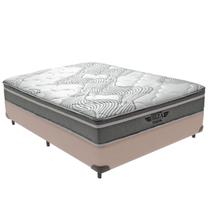 Cama Box Viúvo Bege e Colchão Ibiza Molas V-Tech 128x188x22