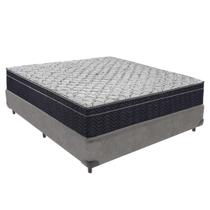 Cama Box Viúvo Cinza + Colchão Airtech D45 D45 Ortobom