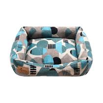 Cama Bpets Geométrica Azul e Preto para Cães e Gatos - Tamanho M