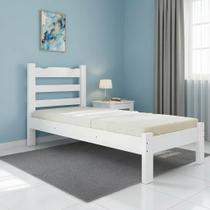 Cama Branca de Solteiro de Madeira Maciça Reforçada Repleta