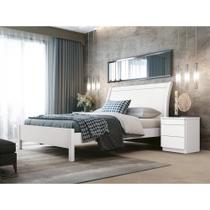 Cama c/ Cabeceira Elegance Branco 1,60 - Fazzio Móveis