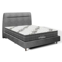 Cama + Cabeceira Genebra Bouclé com Colchão de Espuma D33 Ortobom Airtech Ortopillow 100 Queen 158cm