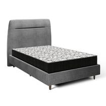 Cama + Cabeceira Genebra Bouclé com Colchão de Espuma D45 Ortobom Airtech 150 D45 Solteiro 88cm