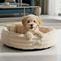 Cama Cachorro Gato Nuvem Ninho Caminha Pet Redonda Wave Luxo Soft 50cm Natural