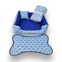 cama cachorro médio cama para pet até12kg cama + edredom e tapete ( azul coroinhas ) cama cachorro médio cama para pet até12kg cama + edredom e tapete ( azul coroinhas )