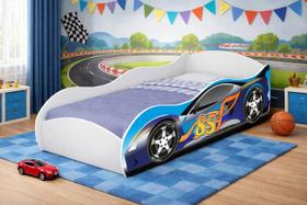 Cama carro azul com colchao