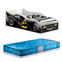 Cama Carro Batman Infantil Preto Gabrielli Móveis Com Colchão Gazin Infantil