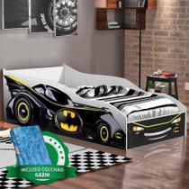 Cama Carro Batman Infantil Preto Gabrielli Móveis Com Colchão Gazin Infantil