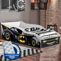 Cama Carro Batman Infantil Preto Gabrielli Móveis Com Colchão Probel Guarda Costas