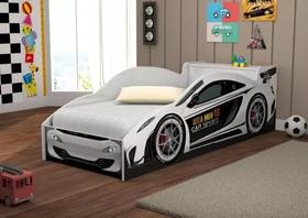 Cama Carro Baú e Colchão Juvenil Branco e Preto
