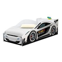 Cama Carro com Bau Accelerate Juvenil Branco com Colchao Cama Carro com Bau Accelerate Juvenil Branco com Colchao
