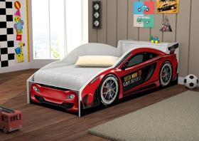 Cama Carro com Baú Accelerate Juvenil Vermelho com Colchão Cama Carro com Baú Accelerate Juvenil Vermelho com Colchão