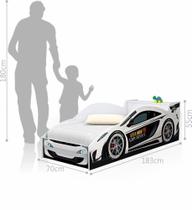 Cama Carro com Baú Infantil Sport Branco Cama Carro com Baú Infantil Sport Branco