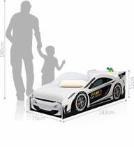 Cama Carro com Baú Lizzy Infantil Branco Cama Carro com Baú Lizzy Infantil Branco