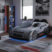 Cama Carro Extreme GTR Solteiro Estofada Cabeceira de Banco Cor:Cinza Cama Carro Extreme GTR Solteiro Estofada Cabeceira de Banco Cor:Cinza