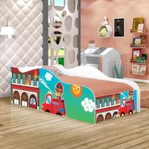 Cama Carro Fun Adesivada Usinho Bombeiro Solteiro Cama Carro Fun Adesivada Usinho Bombeiro Solteiro