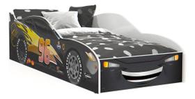 Cama Carro Infantil McQueen Quarto Da Criança Moderno Grade Proteção Carrinho Conforto Cor Preto